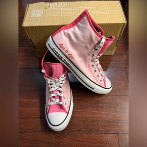 Custom Converse By You High Top Shoe Womens 9.5 Pink Sneaker Canvas LGBTQ New